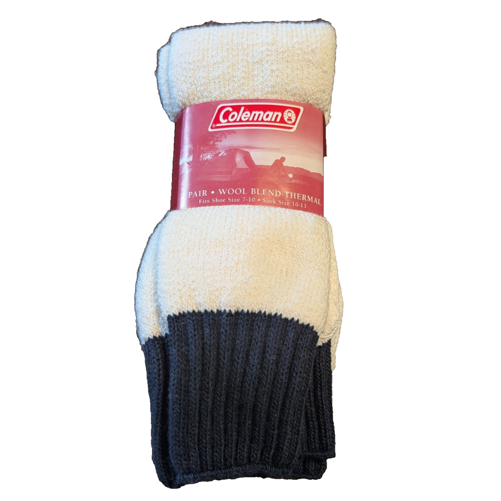 NEW Coleman Wool Blend‎ Thermal Socks - 2 pairs Shoe Fits Shoe Size 7-10 NIP